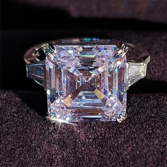 Jewelry - New Luxury 9.2ct Huge 925 Silver Square Diamond Ring